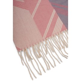 styleBREAKER 01017150 Women's Web Scarf with Geometric Pattern and Fringes, Warm Winter Stole Multi-Coloured, Dusky rose-grey-brown