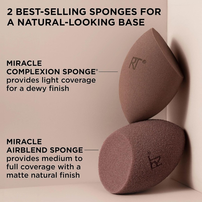 Real Techniques New Nudes Bare Finish Sponge Duo, Beauty Sponges