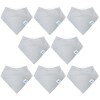 8 Pack Grey Organic Bamboo Baby Bandana Bibs