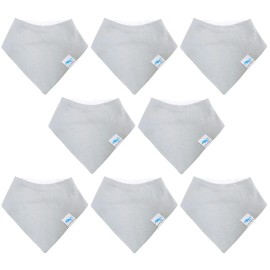 8 Pack Grey Organic Bamboo Baby Bandana Bibs