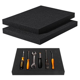 2 Pcs Polyurethane Foam Sheet, 16 x 12 x 1.5Inch Foam Inserts for Cases Cuttable Polyurethane Foam Pads Tool Box Foam for Cases Camera Toolbox Storage and Crafts