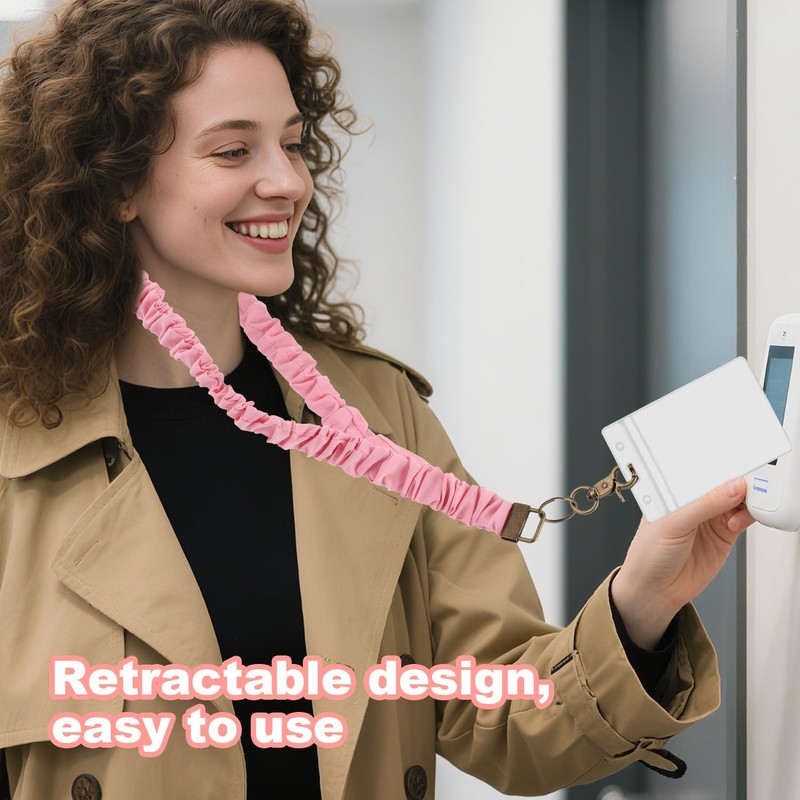 2 Sets Stretchy Scrunchie Lanyard, Cute Elastic Teacher Lanyard for