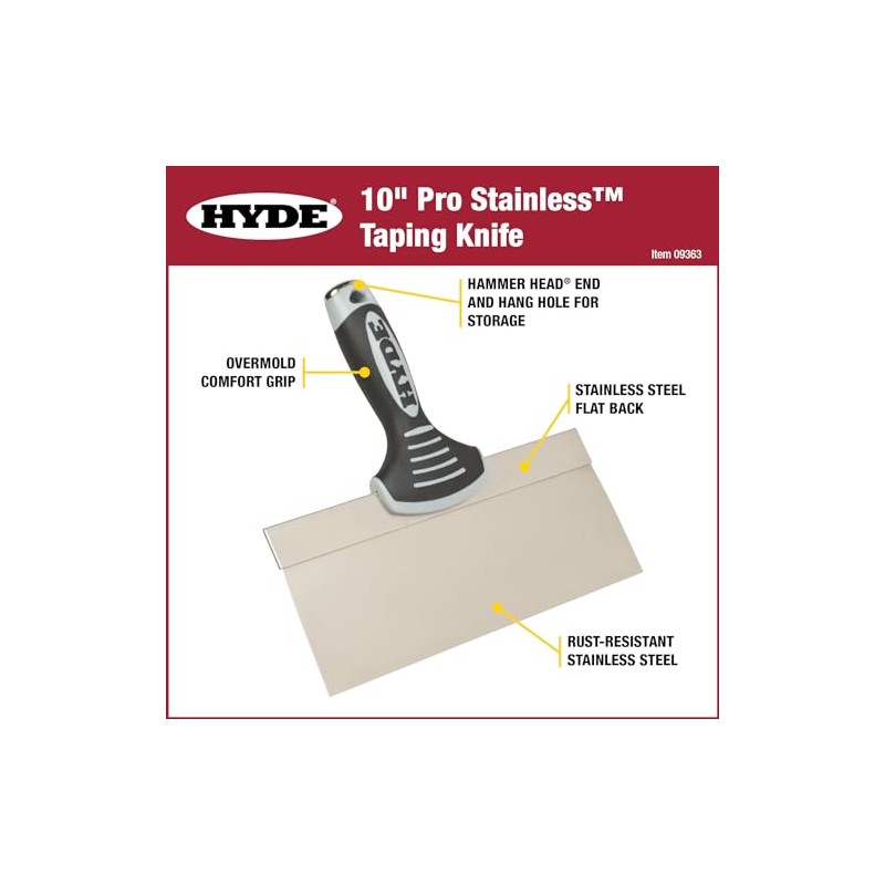 Hyde 09363 9363 Taping Knife, 10-Inch, Blue Steel