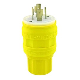 Leviton 26W76 20 Amp, 480 Volt, 3 Phase Y, Locking Plug, Industrial Grade, Grounding, Wetguard, Yellow