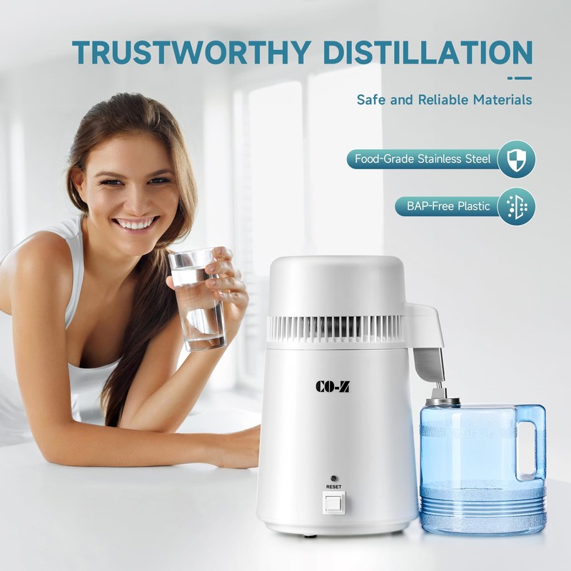 CO-Z Distilled Water Maker, 1 Gallon Water Distiller, 4L Home