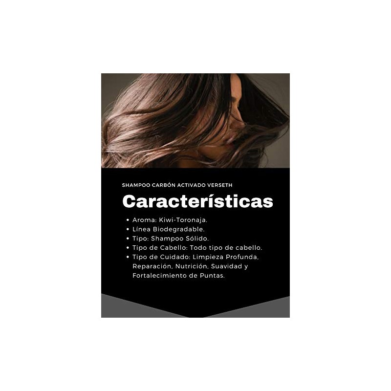 Verseth - Shampoo en barra: Carbón Activado, anticaspa y limpieza