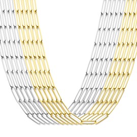 Exway - Juego de 10 collares con clip de papel, cadena de acero inoxidable de 18 pulgadas, oro y plata, con cierres de langosta para manualidades, manualidades, joyería para mujeres