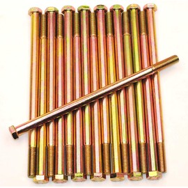 (10) Hex Head 1/2-13 x 10 Grade 8 Bolts Yellow Zinc Plated Cap Screws 10"