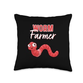 Funny Worm Farmer Organic Fertilizer Vermiculture Throw Pillow