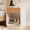 Fluted Nightstands Set of 2, Night Stand with Charging Station,