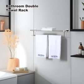 SEIDO 24 inch Towel bar, SUS304 Stainless Steel Towel Racks for Bathroom, Modern Design Towel Holder with Large Storage Space, Easy to Install(Polished Chrome)