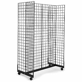 Only Garment Racks 2' x 6' Grid Panel Floorstanding Display Fixture with Gondola Base. Black