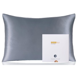 ZIMASILK 100% Pure Mulberry Silk Pillowcase for Hair and Skin Health,Soft and Smooth,Both Sides Premium Grade 6A Silk,600 Thread Count,with Hidden Zipper,1pc (Queen 20''x30'',Gray Blue)