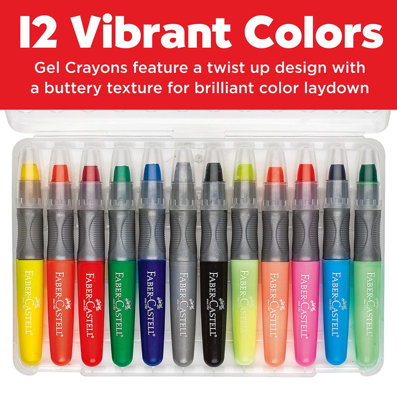 Faber-Castell Gel Crayons - 12 Vibrant Colors In Durable Storage