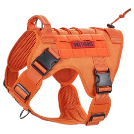 OneTigris Tactical Dog Harness Vest,No-Pull Service Dog Vest with Hook & Loop Panels,Adjustable Dog Vest Harness for Walking Hiking Training(Orange,XXS)