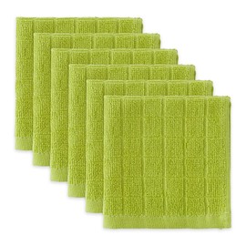 DII Basic Terry Collection Solid Windowpane Dishcloth Set, 12x12, Avocado, 6 Count