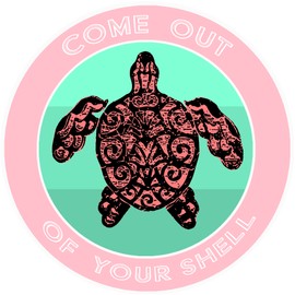 Athena Brands Tribal Turtle Come Out of Your Shell - Car Truck Window Bumper Sticker Decal - Surf Shack Pink