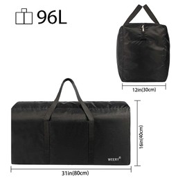 WEERY Large Travel Duffle Bag, 96L Extra Waterproof Holdall Lightweight Foldable Duffel Bag for Men Women, Black
