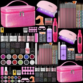 Acrylic Nail Kit for Beginners with Everything in Storage Bag, Bling Pink