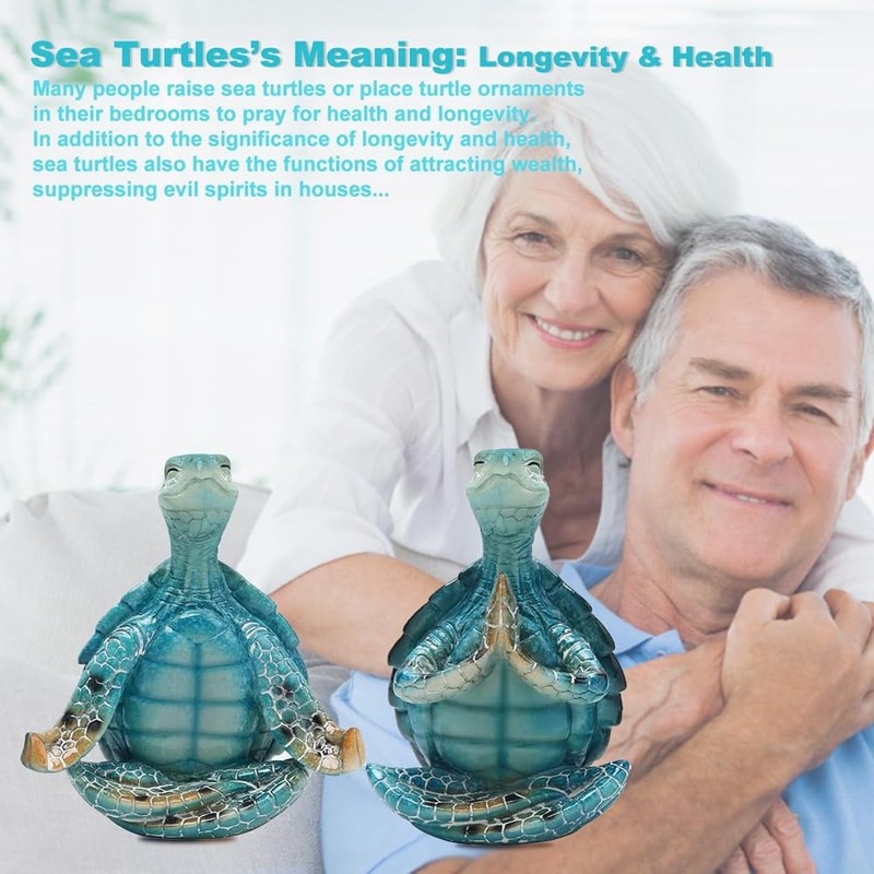 Wisboey 2 Pieces Sea Turtle Yoga Figure Decorations Meditation Yoga