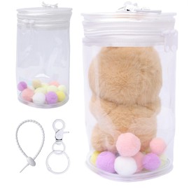 ZuazKyy Clear Display & Storage Case for 17&15cm Plush Doll PVC Bag with Detachable Keychain for Collectible Toys and Cosmetics, Portable cases for Travel or Home Decor (Transparent Cylinder)