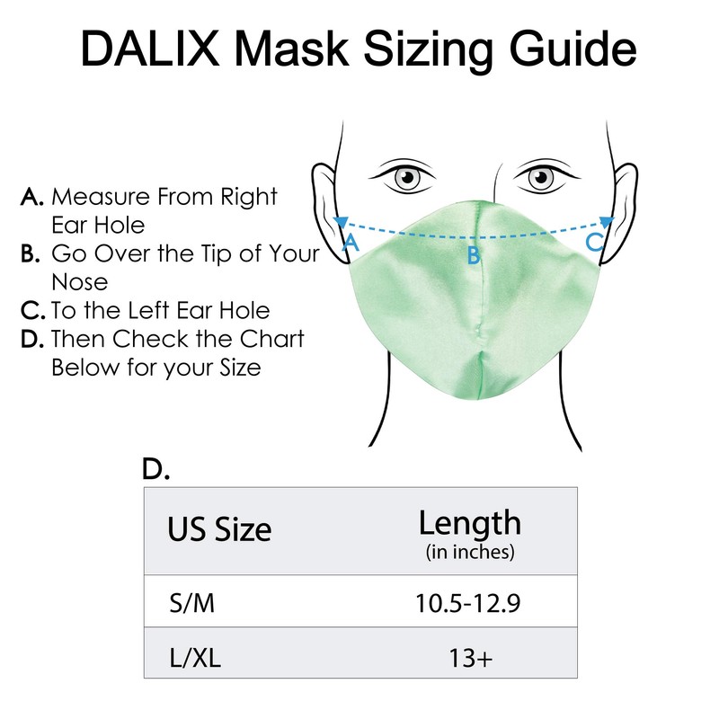 DALIX Exclusive Charmeuse Satin 3 Layer Face Mask in Mint
