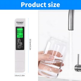 Generic Water Quality Meter, 3-in-1 Water Quality Tester TDS/EC/Temperature, 2% Reading Accuracy Water Quality Tester for Household Drinking Water, Pools, Aquariums