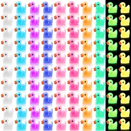 Mini Luminous Resin Ducks, 100 Pcs Cute Tiny Ducks Little Ducks Ornaments Miniatures Toy Baby Bath for Fairy Garden Aquarium Dollhouse Landscape Decorations Mini Duck Figures Home Decor (10 Colors)