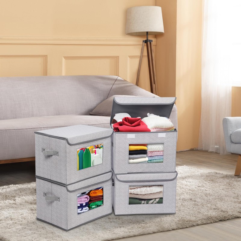 Univivi Univivi Fabric Foldable Storage Boxes [4-Pack] Large Collapsible Stackable