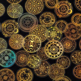 Gold Glitter Astrology Stickers 45 Pcs, Wonderful PET Stickers for Bullet Journal, Scrapbooking