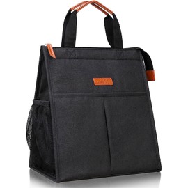 Lacdo Lunch Bag Cooler Bag Thermal Bag Lunch Bag for Women Men Lunch Bag Insulated Bag Foldable Lunch Bag Cool Box for Work School Travel Picnic Foil Lining Waterproof Black