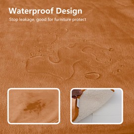 Bigbeer Cat Blanket,Waterproof Dog Blankets for Small Dogs, Washable Pet Puppy Sherpa Throw Protector for Bed Couch Sofa Furniture Reversible(25"x35",S,Orange)