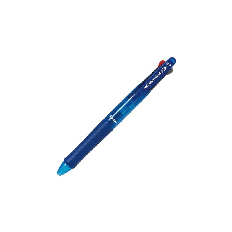 Pilot Tri-Color Ballpoint Pen, Acroball 3, 0.7, Clear Blue