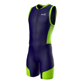 Sparx - Traje de triatlón para Hombre, Trisuit de Carrera, Traje de Ciclismo de Velocidad, Tela Italiano (Verde Marino, Mediano)