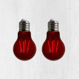 WHFIALUX A19 Edison LED Red Filament Light Bulbs, 4W, Red Colored Glass, E26 Base, Indoor, Outdoor, Porch, Decoration, Party, Holiday, Event Lighting (2 Pack, Red)