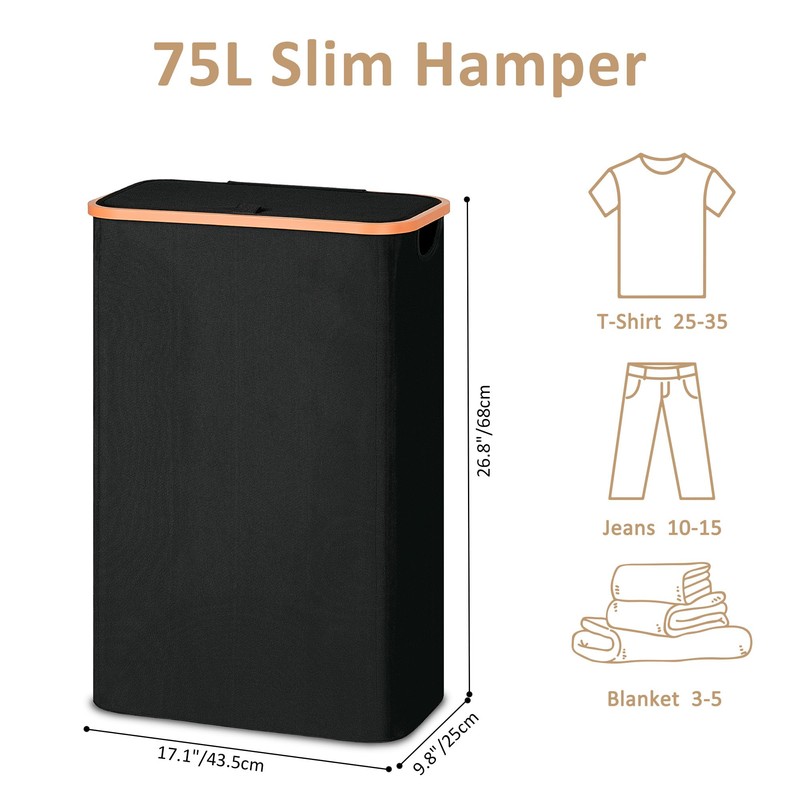 Vincona Slim Laundry Basket with Lid, Narrow Dirty Clothes Hampers