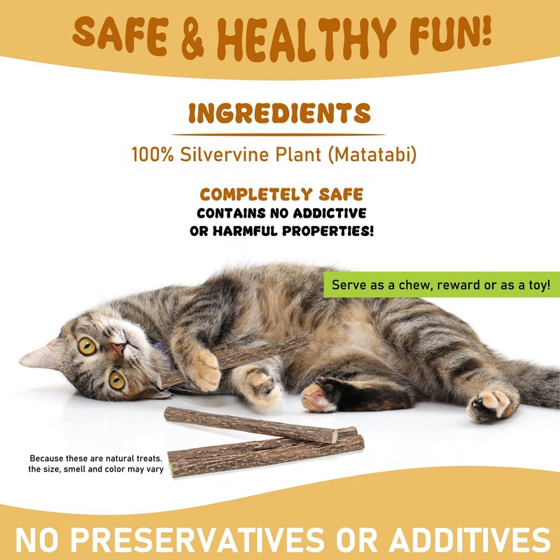 WoLover Silvervine Sticks for Cats, Natural Catnip Matatabi Chew Sticks