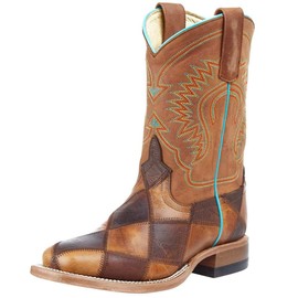 Anderson Bean Kid's Insane In The Membrane Patchwork Cowboy Boots Brown/Turquoise 6