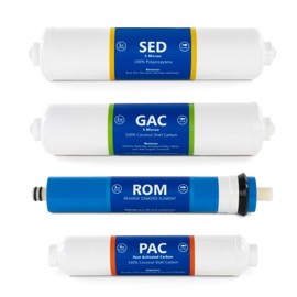 Express Water – Countertop Reverse Osmosis System Filter Set – 4 Replacement Filters – 1?4” Quick Connect Filter Cartridges – Sediment and Carbon Filters – 100 GDP RO Membrane – 6 Month Set