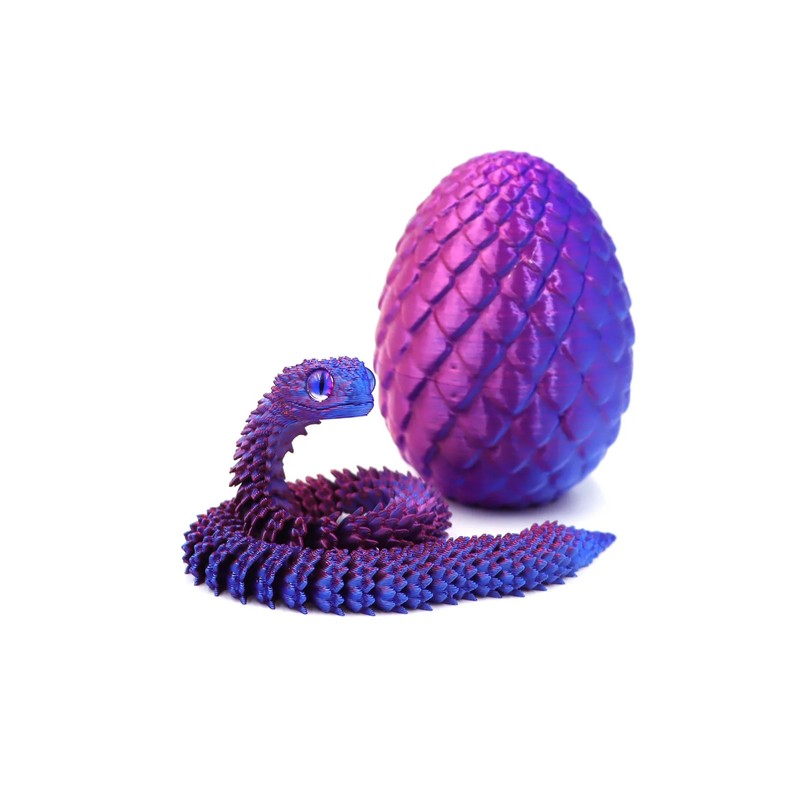 3D Printed Articulated Snake Egg Toy for Desk Decor –