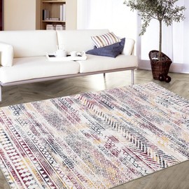 RUGSREAL Boho Area Rug 8x10 Geometric Area Rug Machine Washable Area Rug Bedroom Rug Moroccan Area Rug Colorful Throw Floor Cover Indoor Carpet for Living Room Kitchen Home Office, Multi 8' x 10'