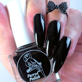 Parrot Polish Pitch Black Opaque Nail Polish, Solid Color Lacquer