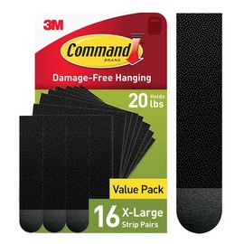 Command 20 lb X-Large Picture Hanging Strips, 16 Pairs Black Command Strips Heavy Duty Picture Hanger