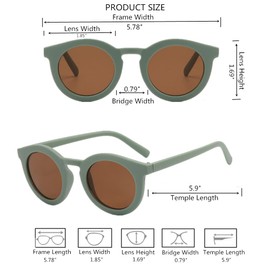 PEACELOVER Polarized Adult Sunglasses Oval Round Retro Sunglasses Parent-child Sustainable Sunnies For Adult (fern)