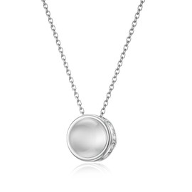 LANBEIDE Birthstone Necklace, 925 Sterling Silver Necklace with Round Gemstone Pendant, Birthday Jewellery, Gift for Women, Sterling Silver Cubic Zirconia, Cubic Zirconia
