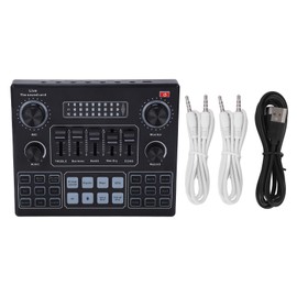 Dual Channel Live Sound Card Bluetooth Audio Mixer Converter with Charging Cable 800mAh Battery
