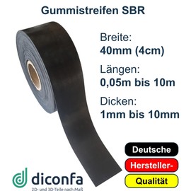 diconfa Rubber Strip Width 40 mm 4 cm – Choice – Thickness: 1 to 10 mm – Length: 0.05 m to 10 m – Selection: 50 mm (5 cm) Long, 1 mm Thick – Rubber Mat Sold by the Metre Narrow Rubber Underlay Rubber