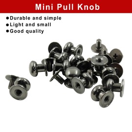 Biaungdo 12pcs 0.31" x 0.39" Mini Drawer Pulls, Round Cabinet Knobs Handles Pulls for Dresser Closet Chest Drawer Wooden Jewelry Box Cases, Gun Black