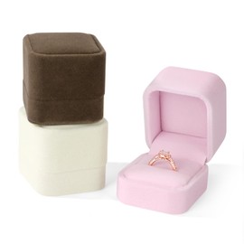 MYEBIUAI Velvet Ring Box Wedding Valentine's Day, Premium Engagement Ring Gift Box Jewelry Ring Display Holder Case for Proposal Ceremony (Pink)