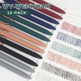 Gel Pens, WY WENYUAN 12-Pcs Colored Pens, Pens Fine Point Smooth Writing Pens, 0.5 Mm Gel Ink Pens Office Desk Accessories, Retractable Aesthetic Journaling Pens School Office Supplies for Women & Men